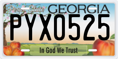 GA license plate PYX0525