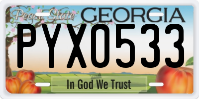 GA license plate PYX0533