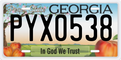 GA license plate PYX0538
