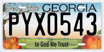 GA license plate PYX0543