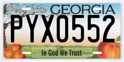 GA license plate PYX0552