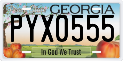 GA license plate PYX0555