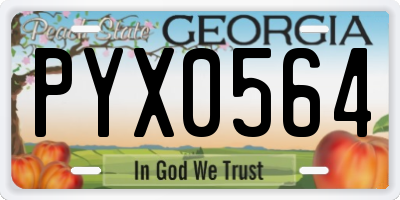 GA license plate PYX0564