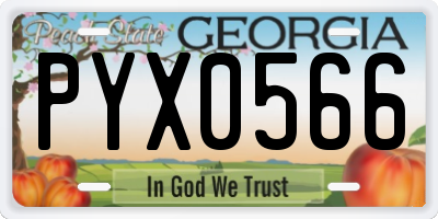 GA license plate PYX0566