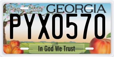 GA license plate PYX0570