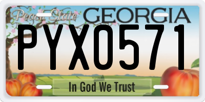 GA license plate PYX0571