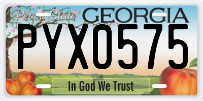 GA license plate PYX0575