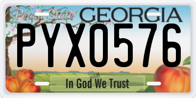 GA license plate PYX0576