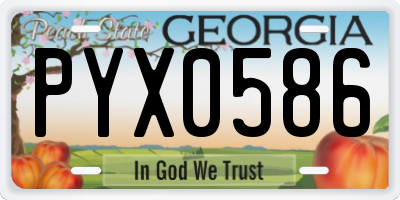 GA license plate PYX0586