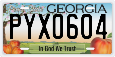GA license plate PYX0604