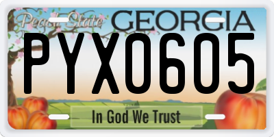 GA license plate PYX0605