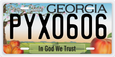 GA license plate PYX0606