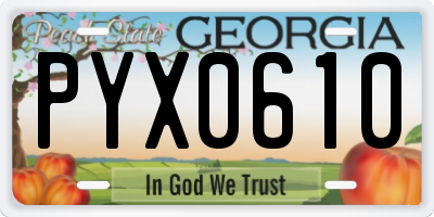 GA license plate PYX0610