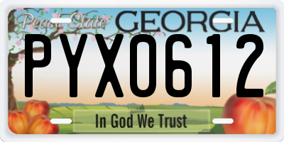 GA license plate PYX0612