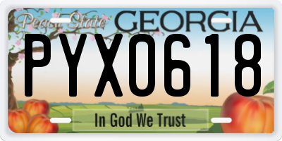 GA license plate PYX0618
