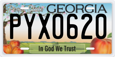GA license plate PYX0620