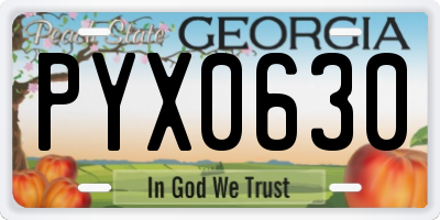 GA license plate PYX0630