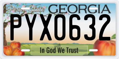 GA license plate PYX0632