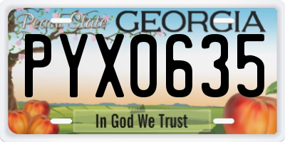 GA license plate PYX0635