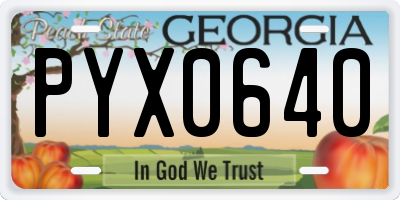 GA license plate PYX0640