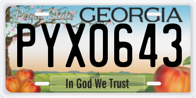 GA license plate PYX0643