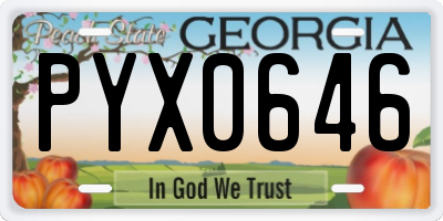 GA license plate PYX0646