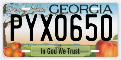 GA license plate PYX0650