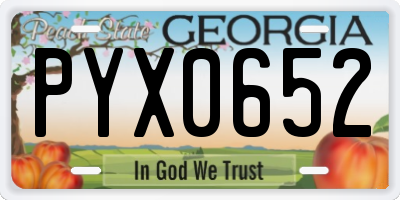 GA license plate PYX0652