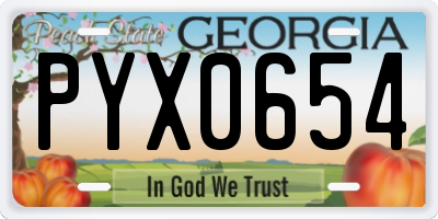 GA license plate PYX0654