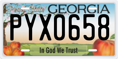 GA license plate PYX0658
