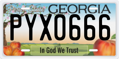 GA license plate PYX0666