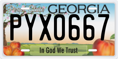 GA license plate PYX0667