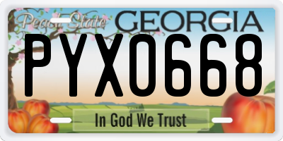 GA license plate PYX0668