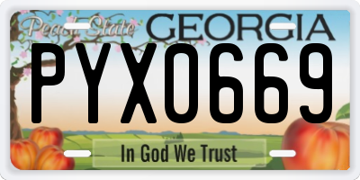 GA license plate PYX0669