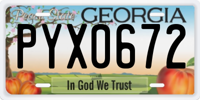 GA license plate PYX0672