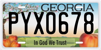 GA license plate PYX0678
