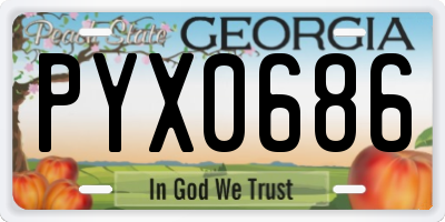 GA license plate PYX0686