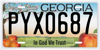 GA license plate PYX0687