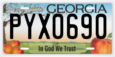 GA license plate PYX0690