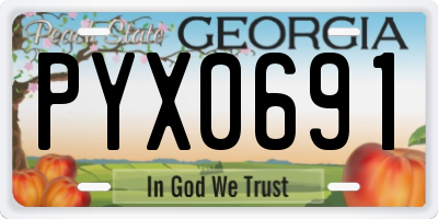 GA license plate PYX0691