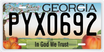 GA license plate PYX0692