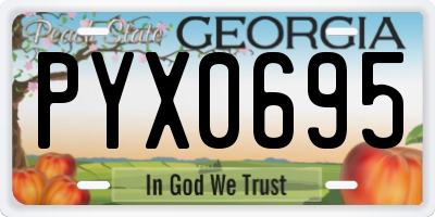 GA license plate PYX0695