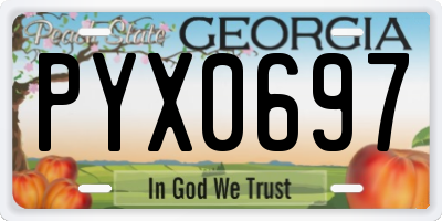GA license plate PYX0697