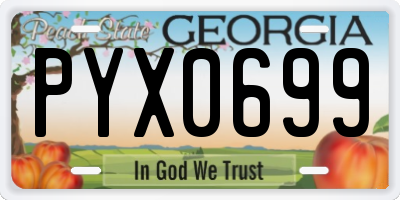 GA license plate PYX0699