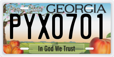 GA license plate PYX0701