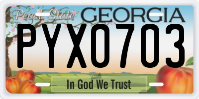 GA license plate PYX0703