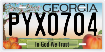 GA license plate PYX0704