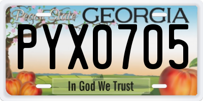 GA license plate PYX0705