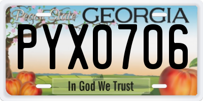 GA license plate PYX0706