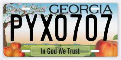 GA license plate PYX0707